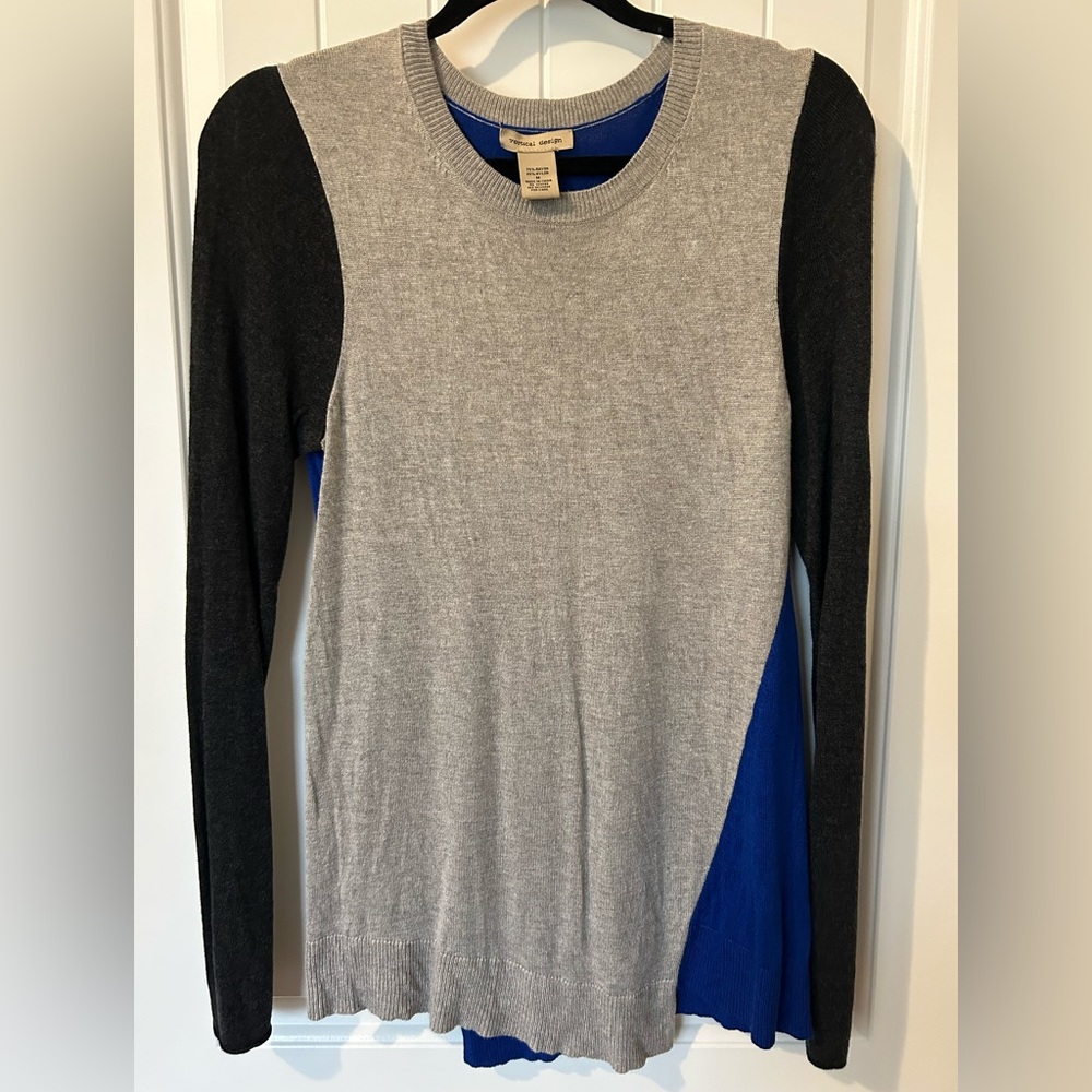 VERTICAL design colorblock crewneck sweater size S/M black EUC Nordstrom Unique